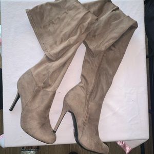 Tan Over The Knee Heels